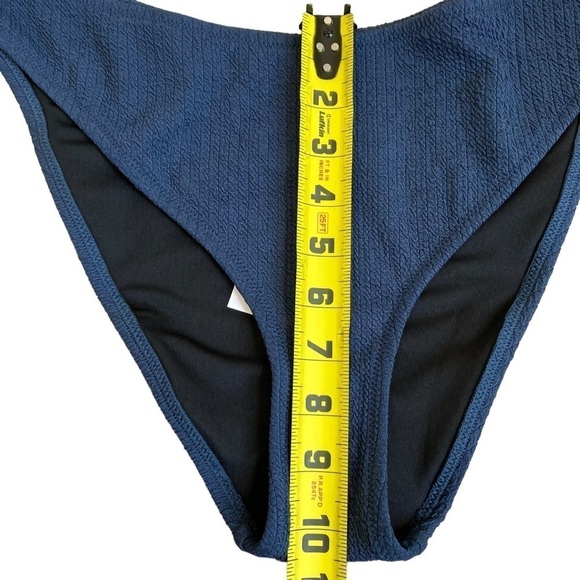 NWT J.Crew Midnight Blue Scrunchie Textured Curved Waist Cheeky Bikini Bottom XL - Picture 13 of 15